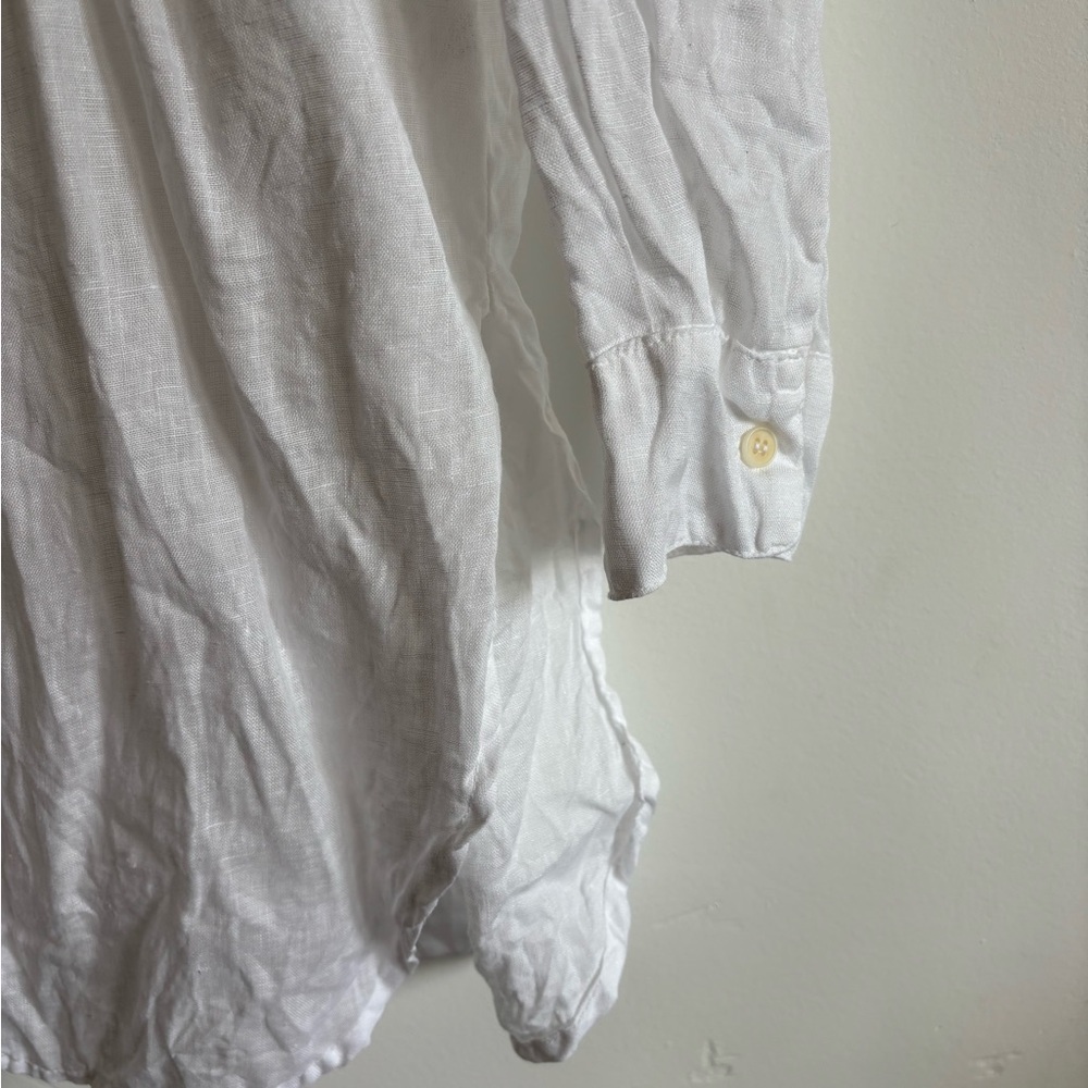 CP Shades White Ruffle-Trim Button Front long Shirt - Picture 6 of 7